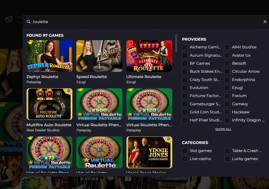 Live-Roulette-Tisch im Betizy Casino